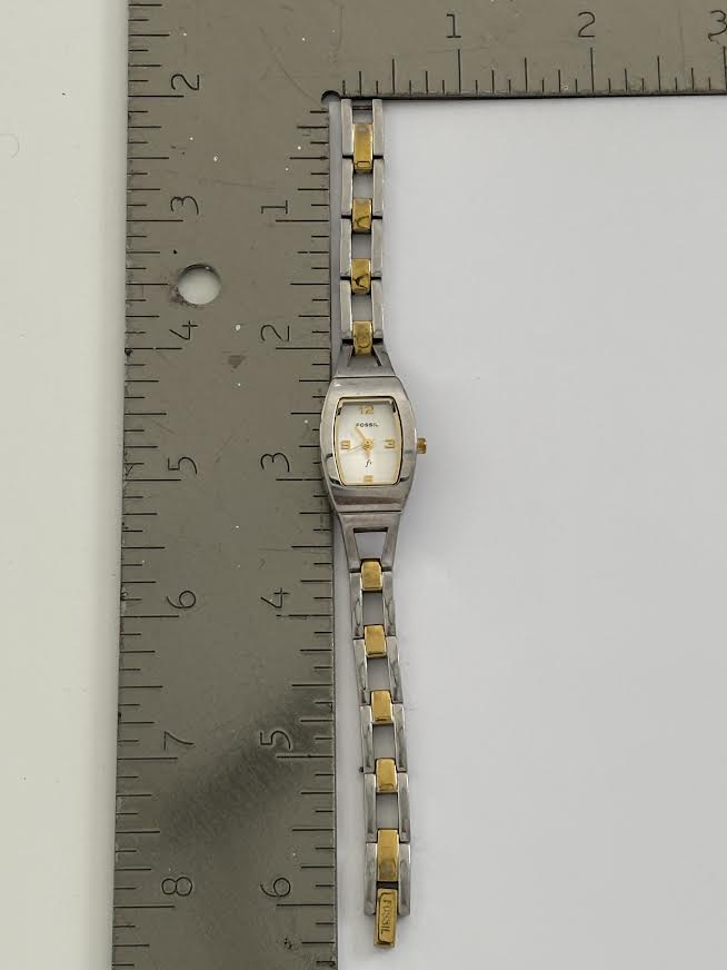 Square Silver and Gold Fossil Watch