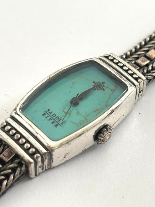 Silver and Turquoise Braided Watch