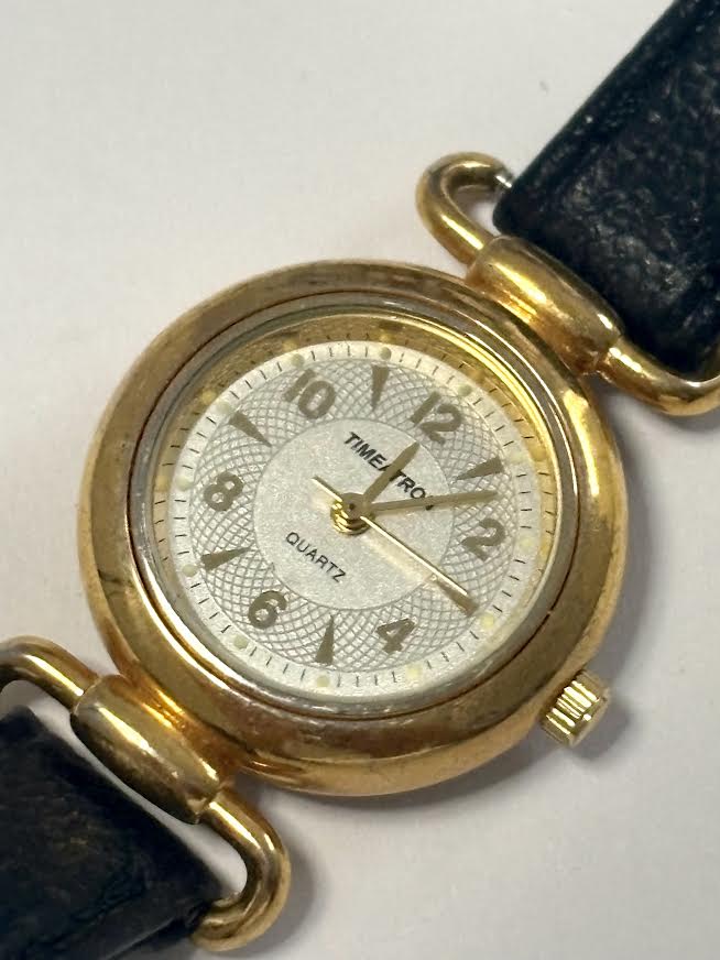Classic Gold and Black Genuine Leather Watch