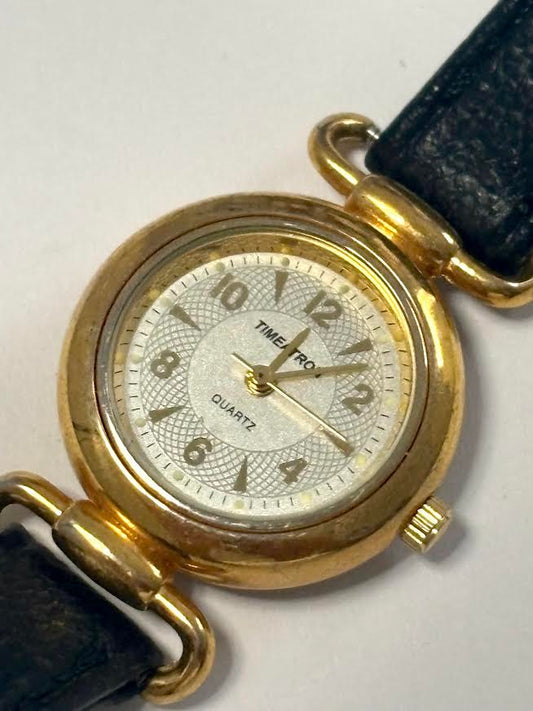 Classic Gold and Black Genuine Leather Watch