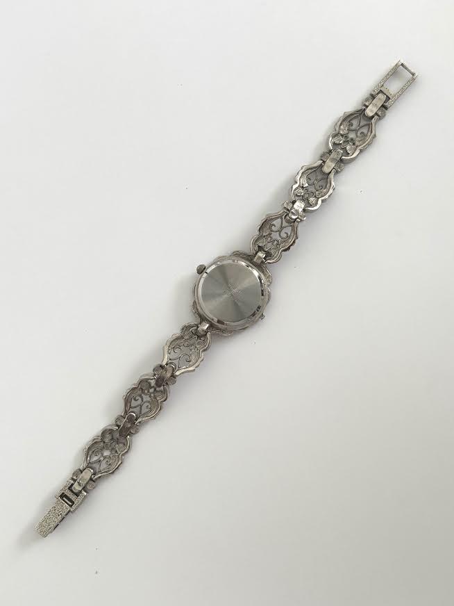 Lacy Marcasite Style Silver Watch