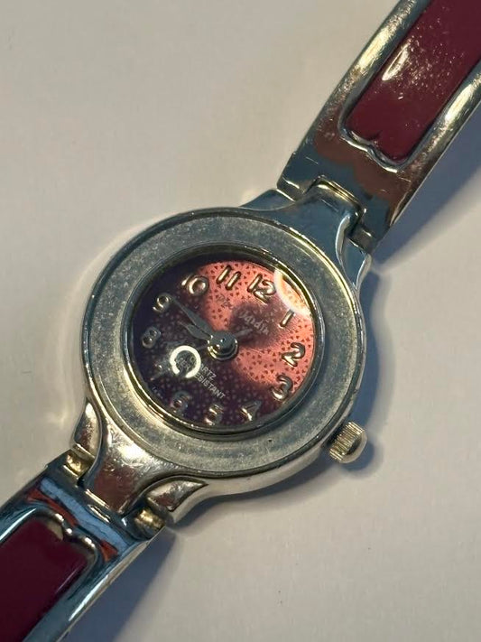 Retro Burgundy and Silver Watch