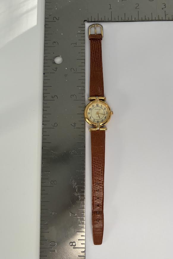 Gold and Brown Leather Watch