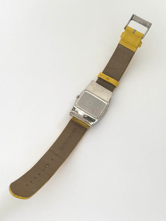 Silver and Yellow Leather Watch
