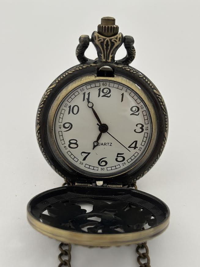Floral Bronze Pocket Watch Necklace