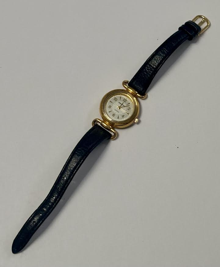 Classic Gold and Black Genuine Leather Watch