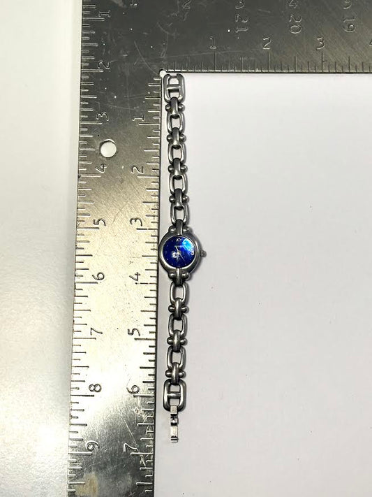 Vintage Silver and Blue Fossil Watch