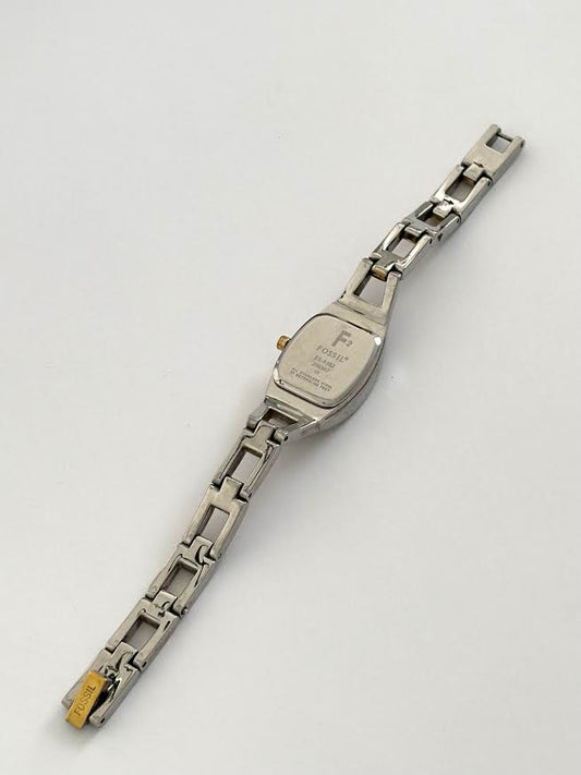 Square Silver and Gold Fossil Watch