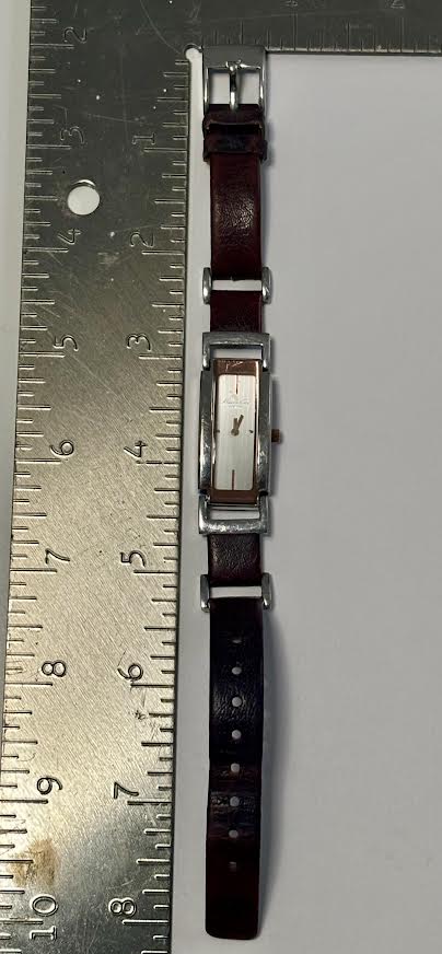 Skinny Silver and Brown Leather Watch