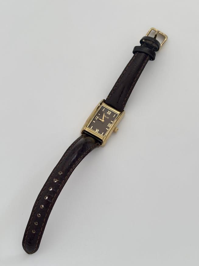 Chocolate Brown Leather and Gold Watch