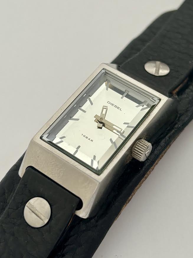 Black and Silver Deisel Tank Cuff Watch