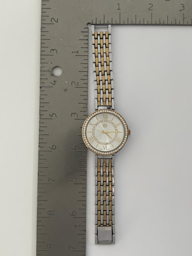 Gold Silver and Rhinestone Watch