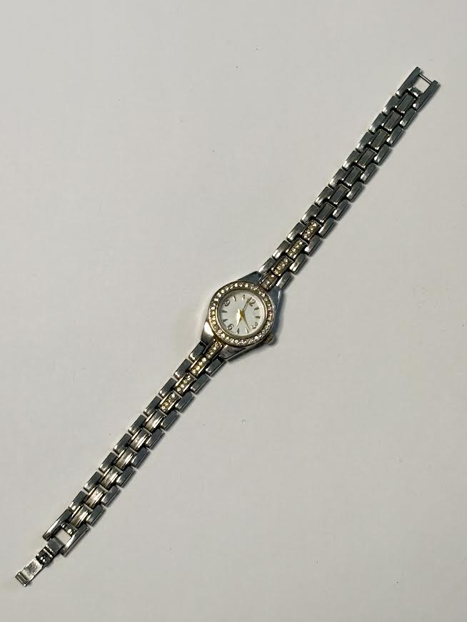 Classic Dual-toned Rhinestone Inlay Watch