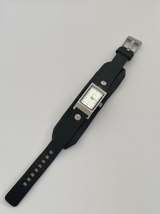 Black and Silver Deisel Tank Cuff Watch