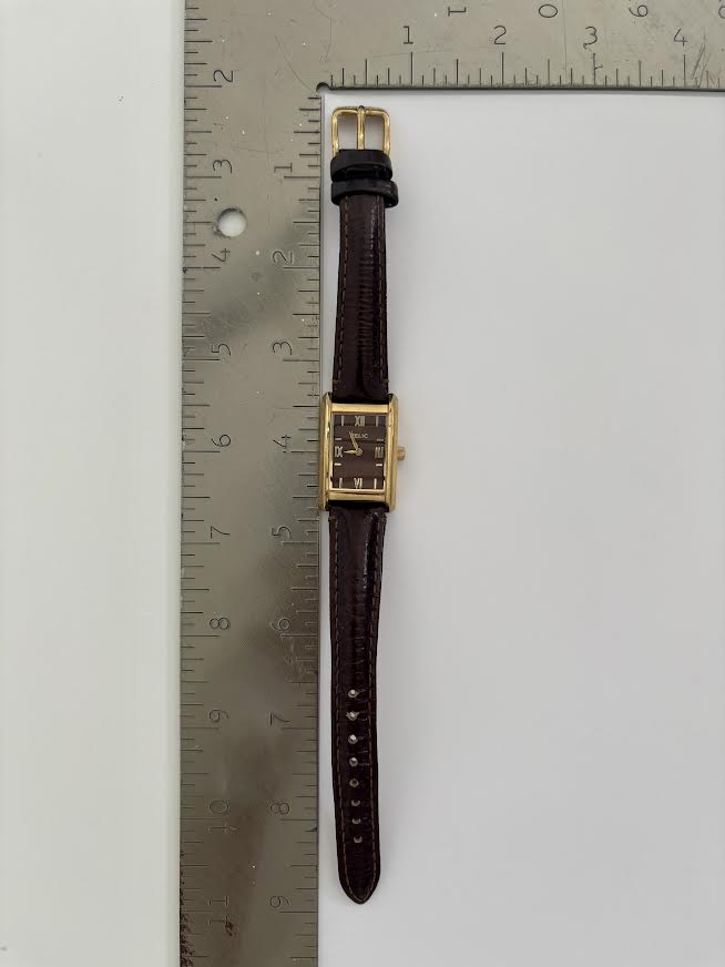 Chocolate Brown Leather and Gold Watch