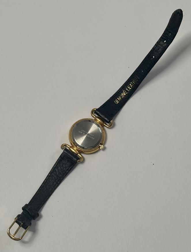 Classic Gold and Black Genuine Leather Watch