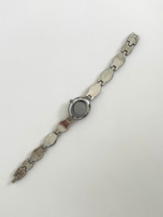 Silver and Black with Rhinestone Band Watch