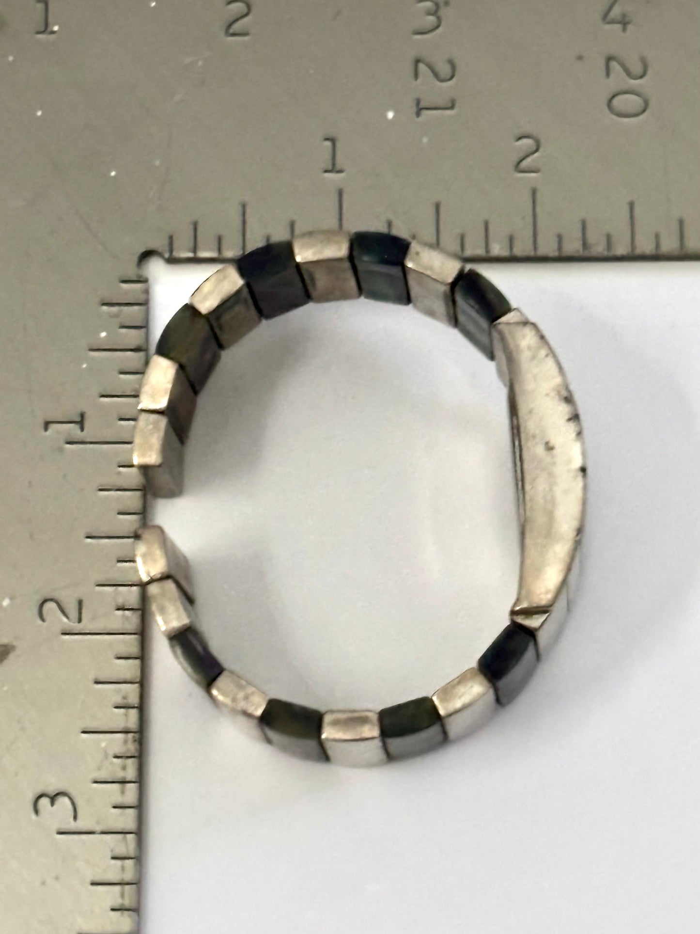 Silver and Green Gemstone Cuff watch