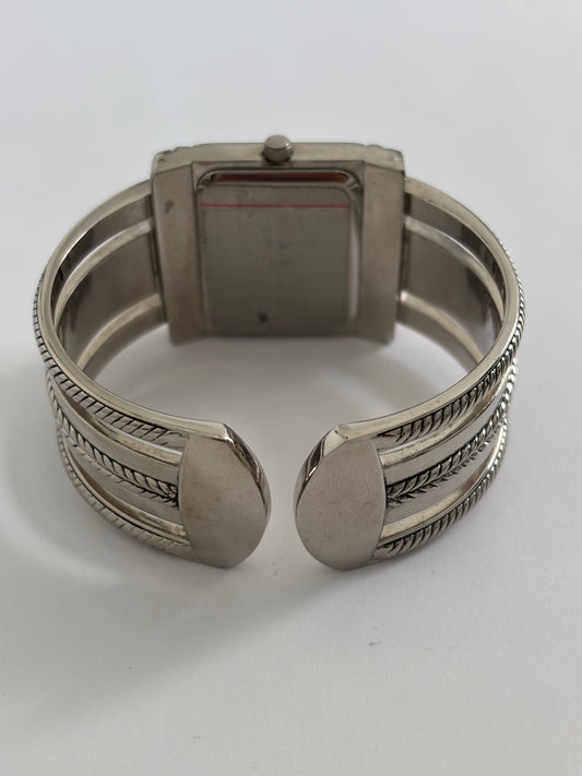 Silver Square Faced Cuff Watch