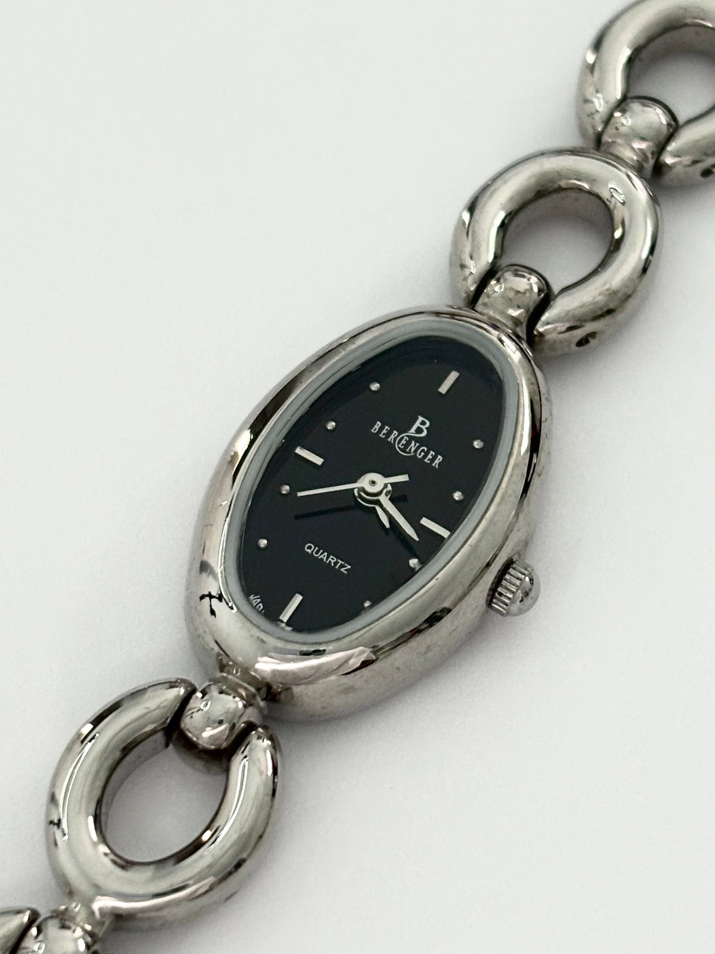 Silver Quartz Movement with Black Dial