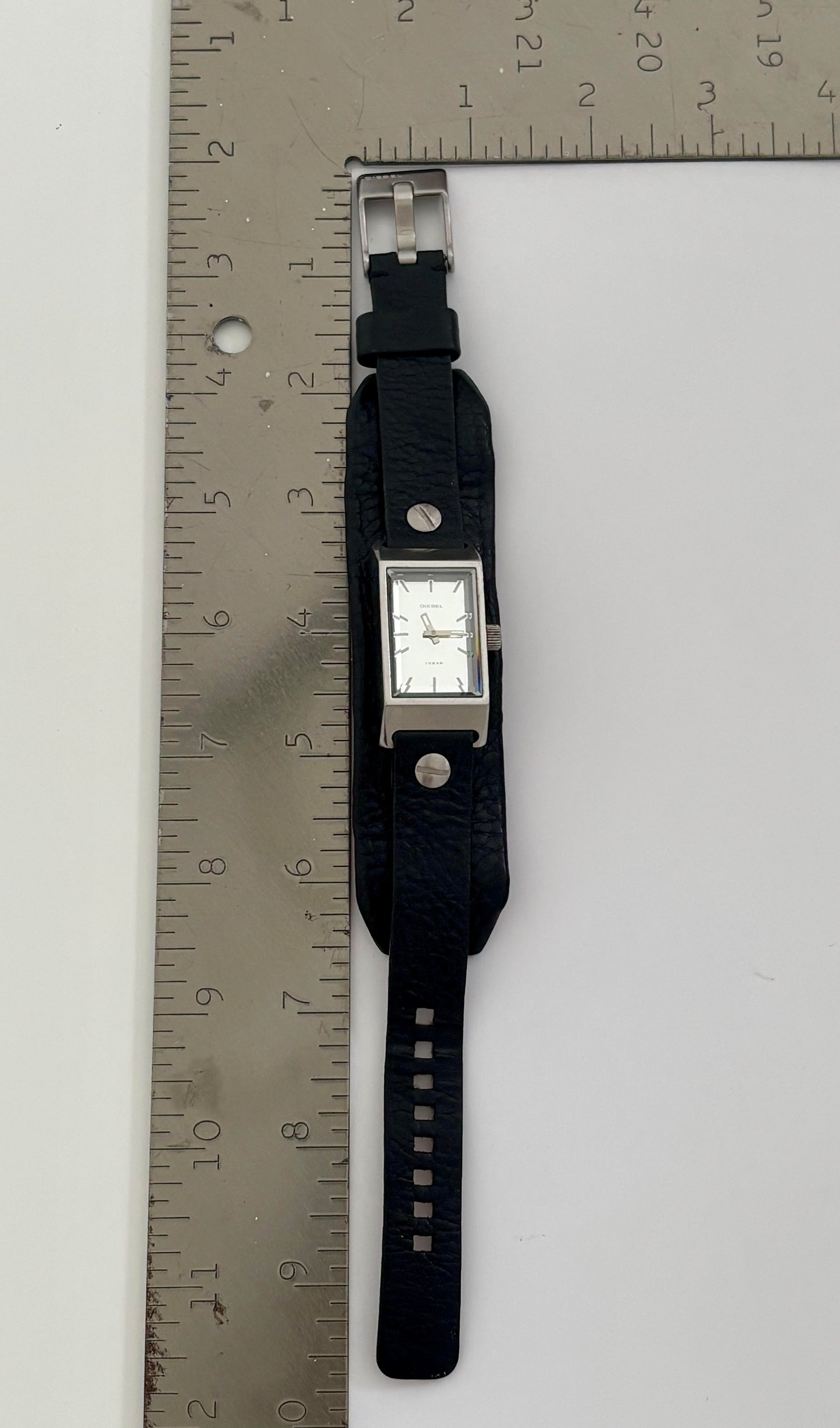 Black and Silver Deisel Tank Cuff Watch