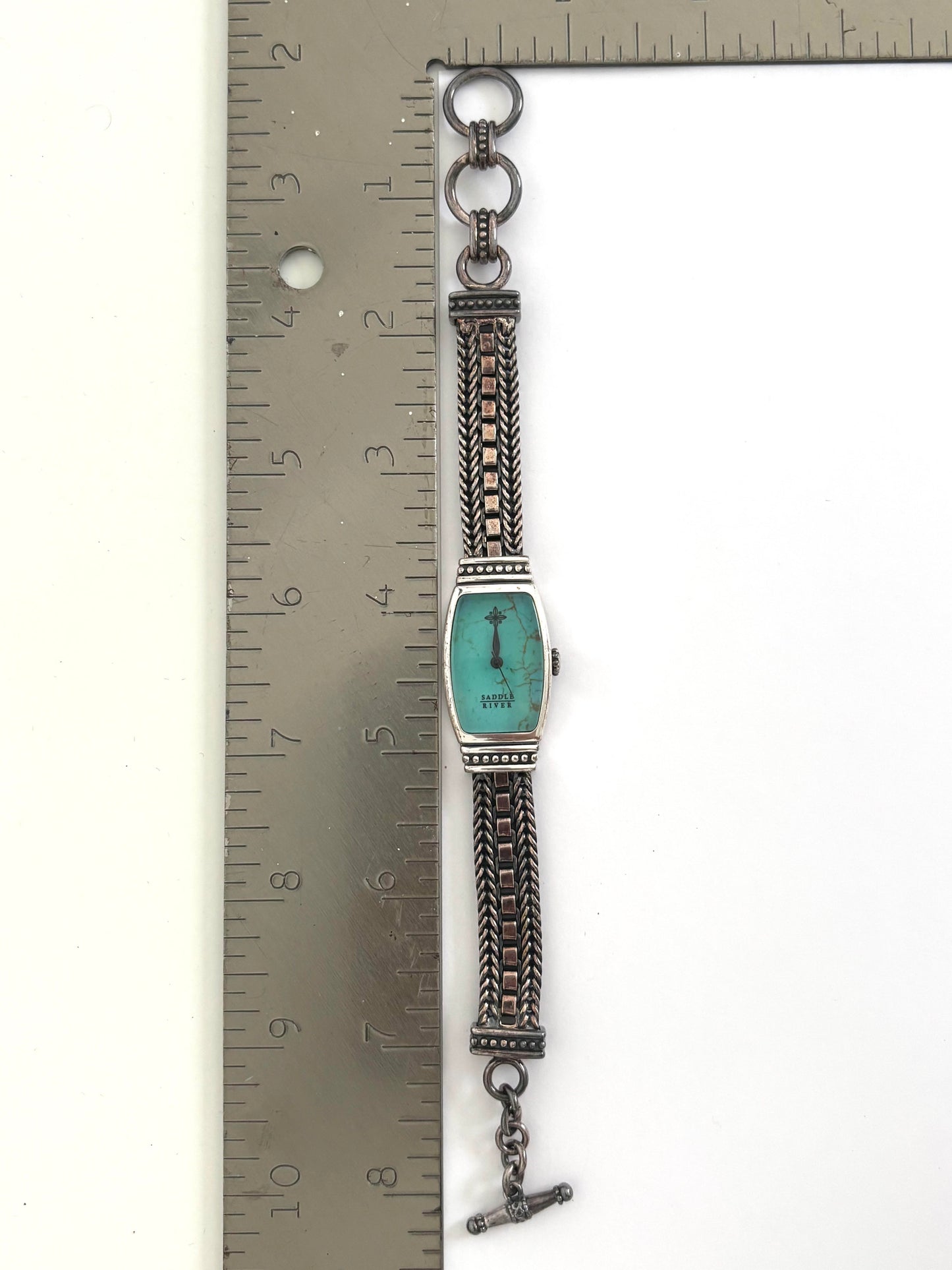 Silver and Turquoise Braided Watch