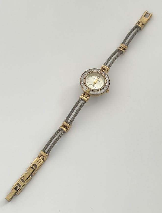 Delicate Gold Silver and Rhinestone Watch