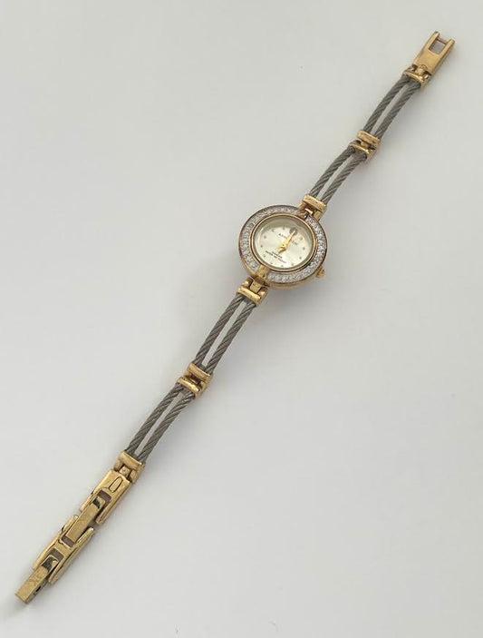 Delicate Gold Silver and Rhinestone Watch