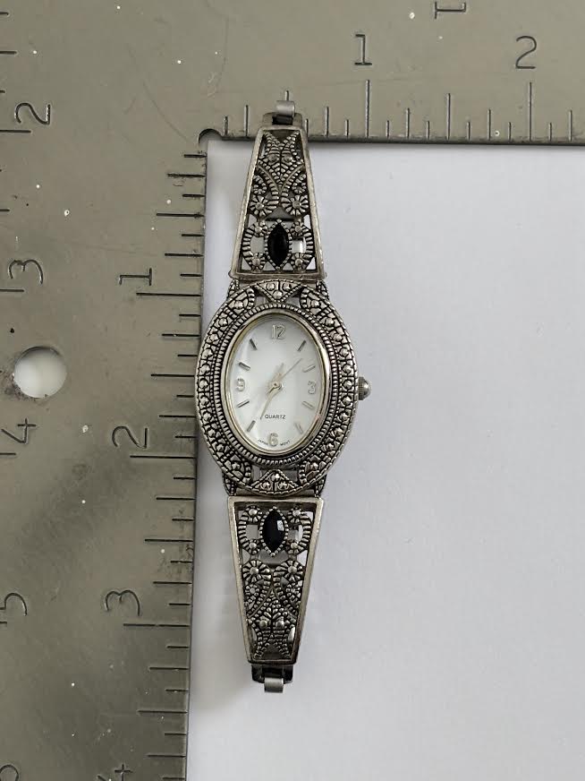 Silver Marcasite Style Expandable Watch