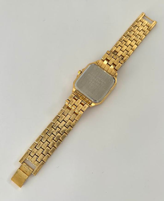 Square Gold and Rhinestone Tank Watch