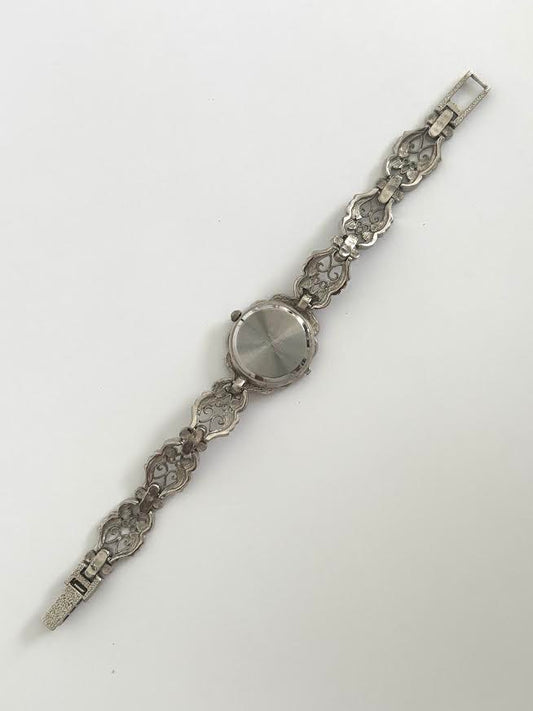 Lacy Marcasite Style Silver Watch