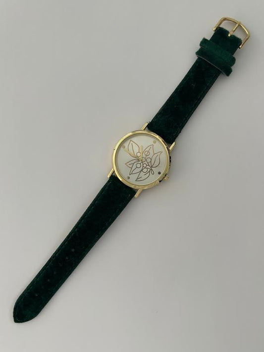 Avon Holly Green and Gold Watch