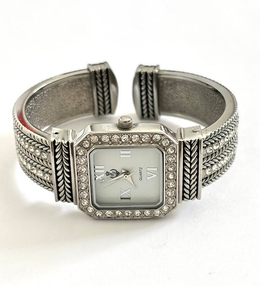 Silver Open Cuff watch