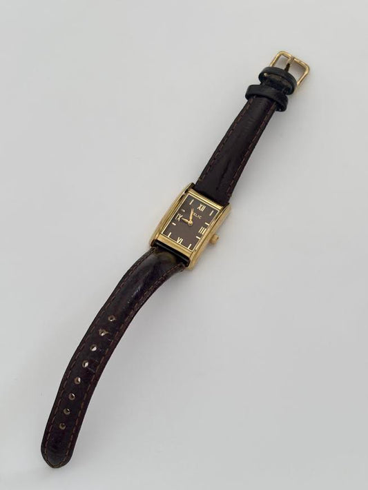 Chocolate Brown Leather and Gold Watch