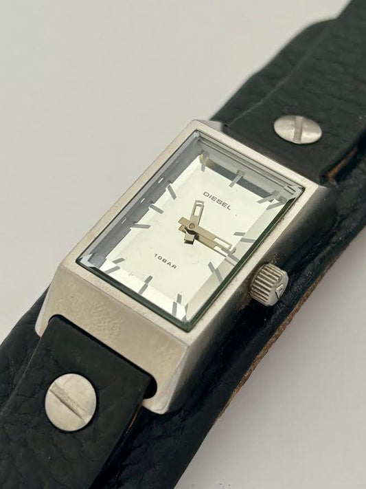 Black and Silver Deisel Tank Cuff Watch