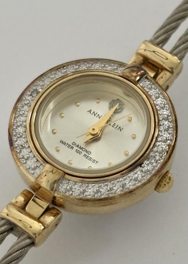 Delicate Gold Silver and Rhinestone Watch