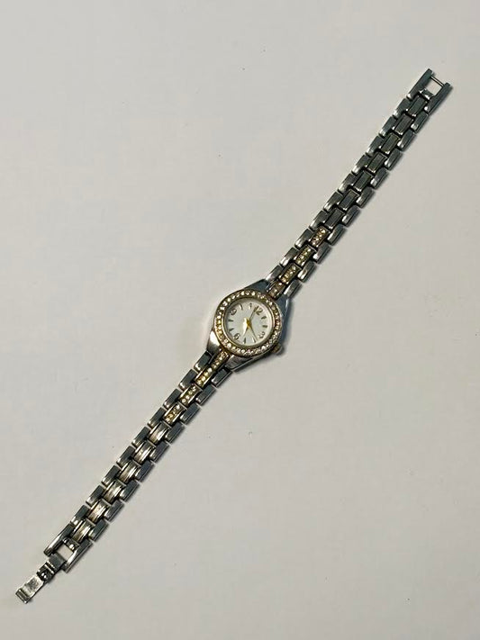 Classic Dual-toned Rhinestone Inlay Watch