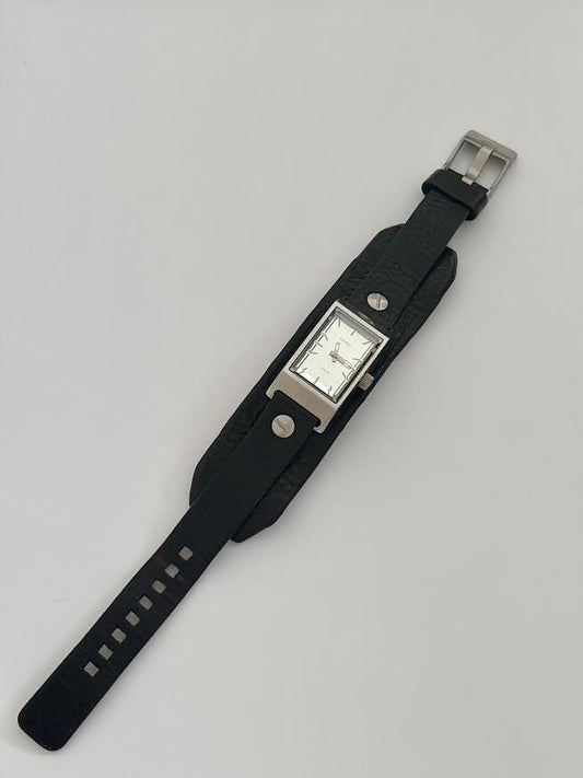 Black and Silver Deisel Tank Cuff Watch
