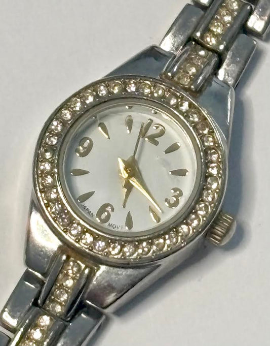 Classic Dual-toned Rhinestone Inlay Watch