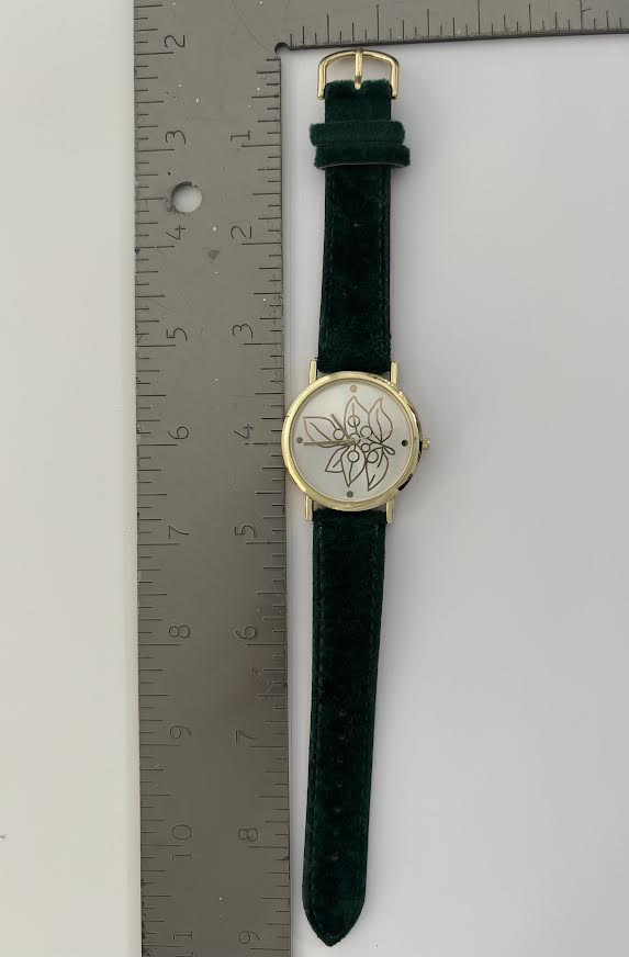 Avon Holly Green and Gold Watch