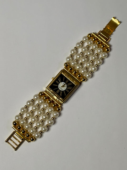 Vintage Glamour Gold and Pearl Watch