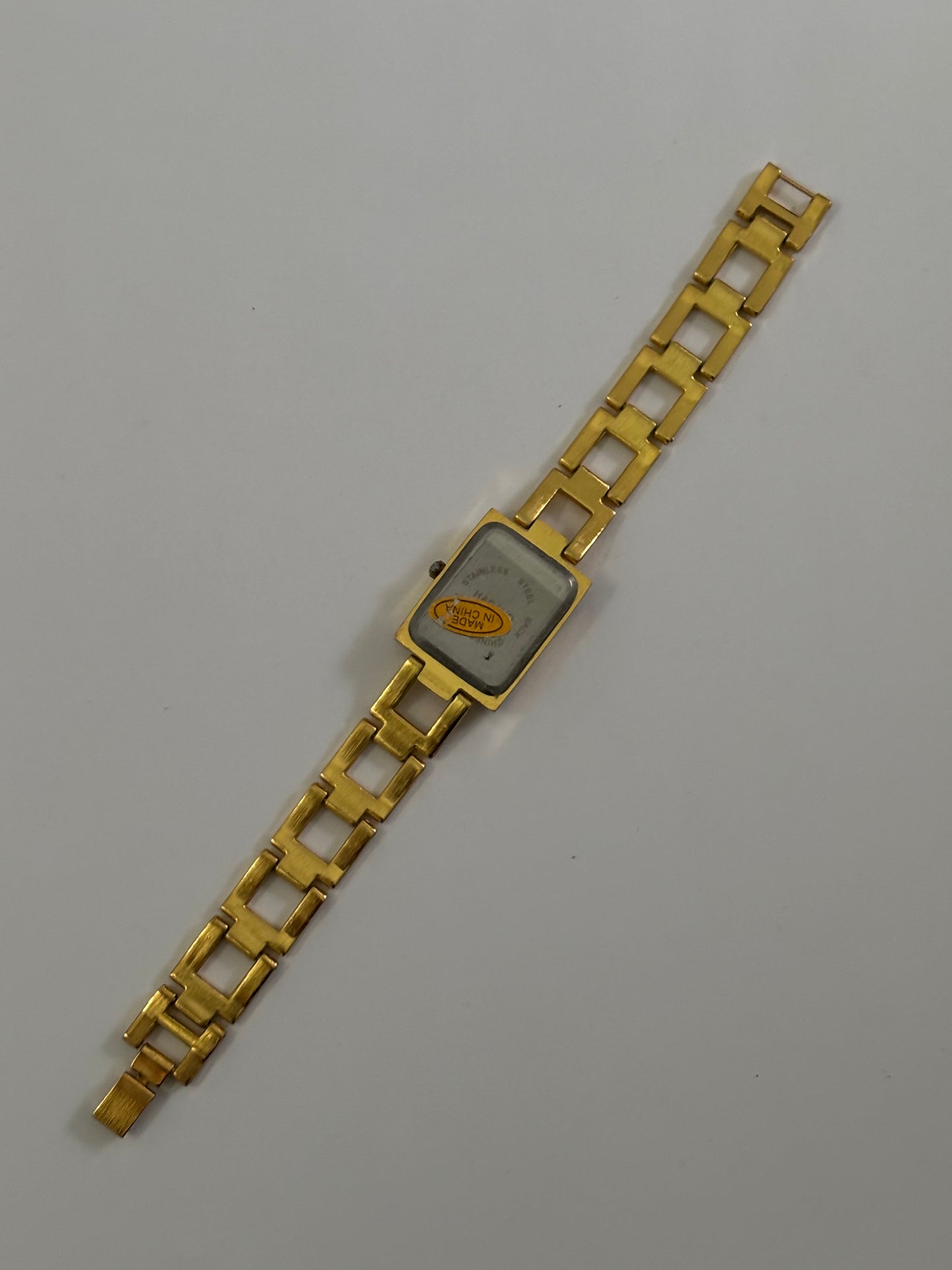 Gold Square and Rhinestone Watch