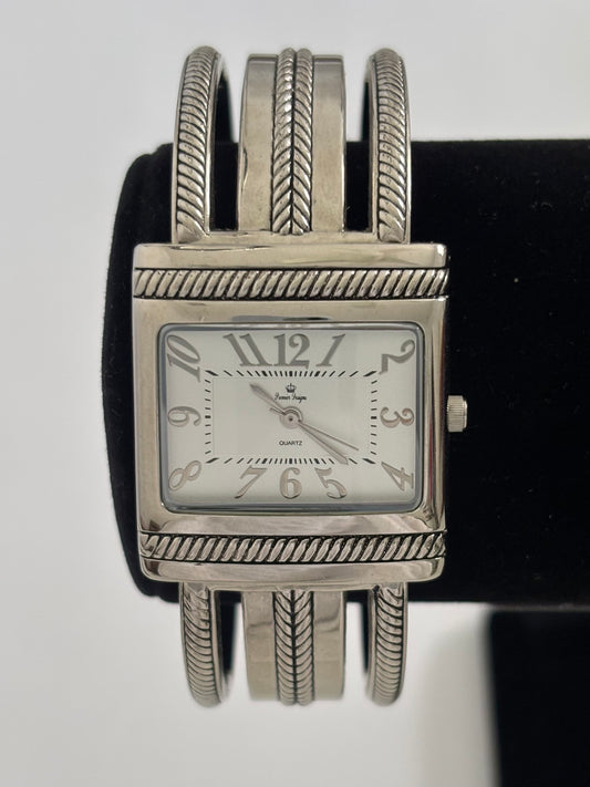 Silver Square Faced Cuff Watch