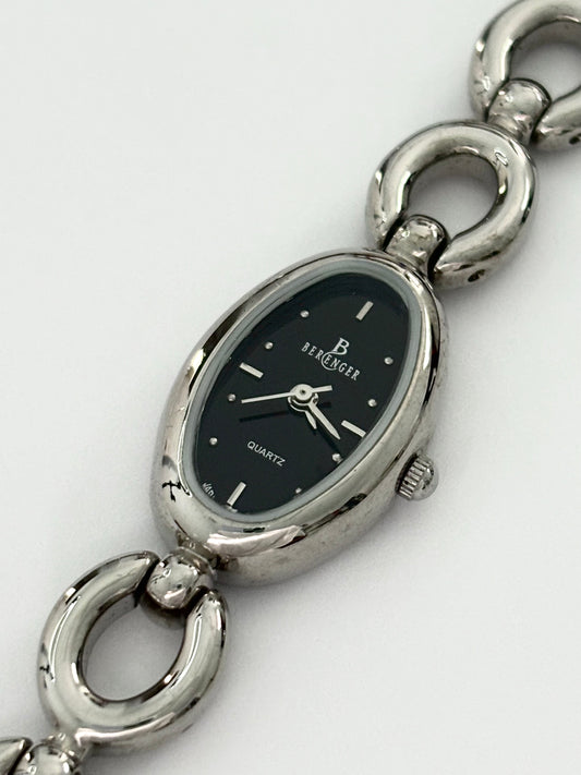Silver Quartz Movement with Black Dial