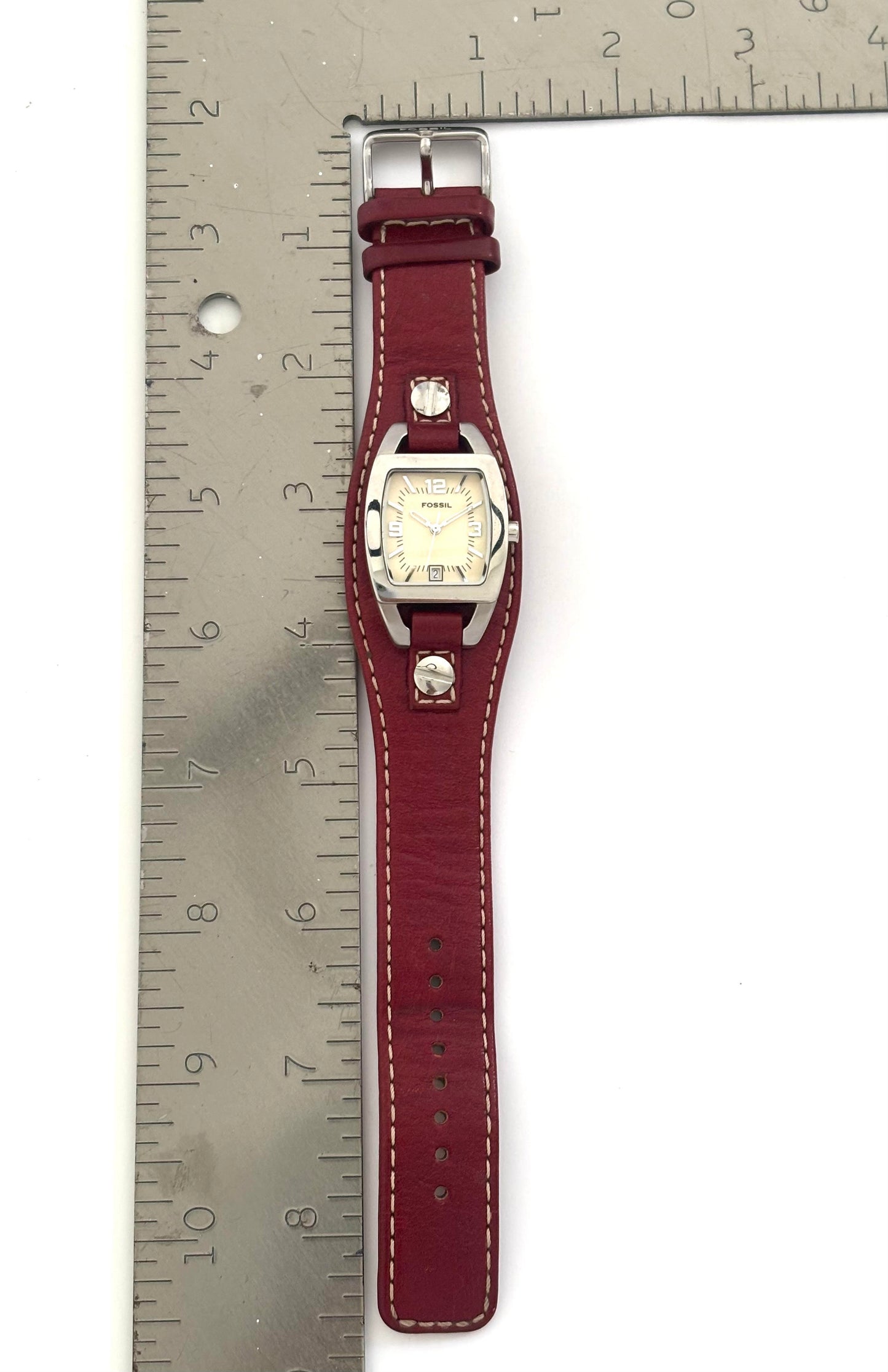 Red and Silver Fossil Watch